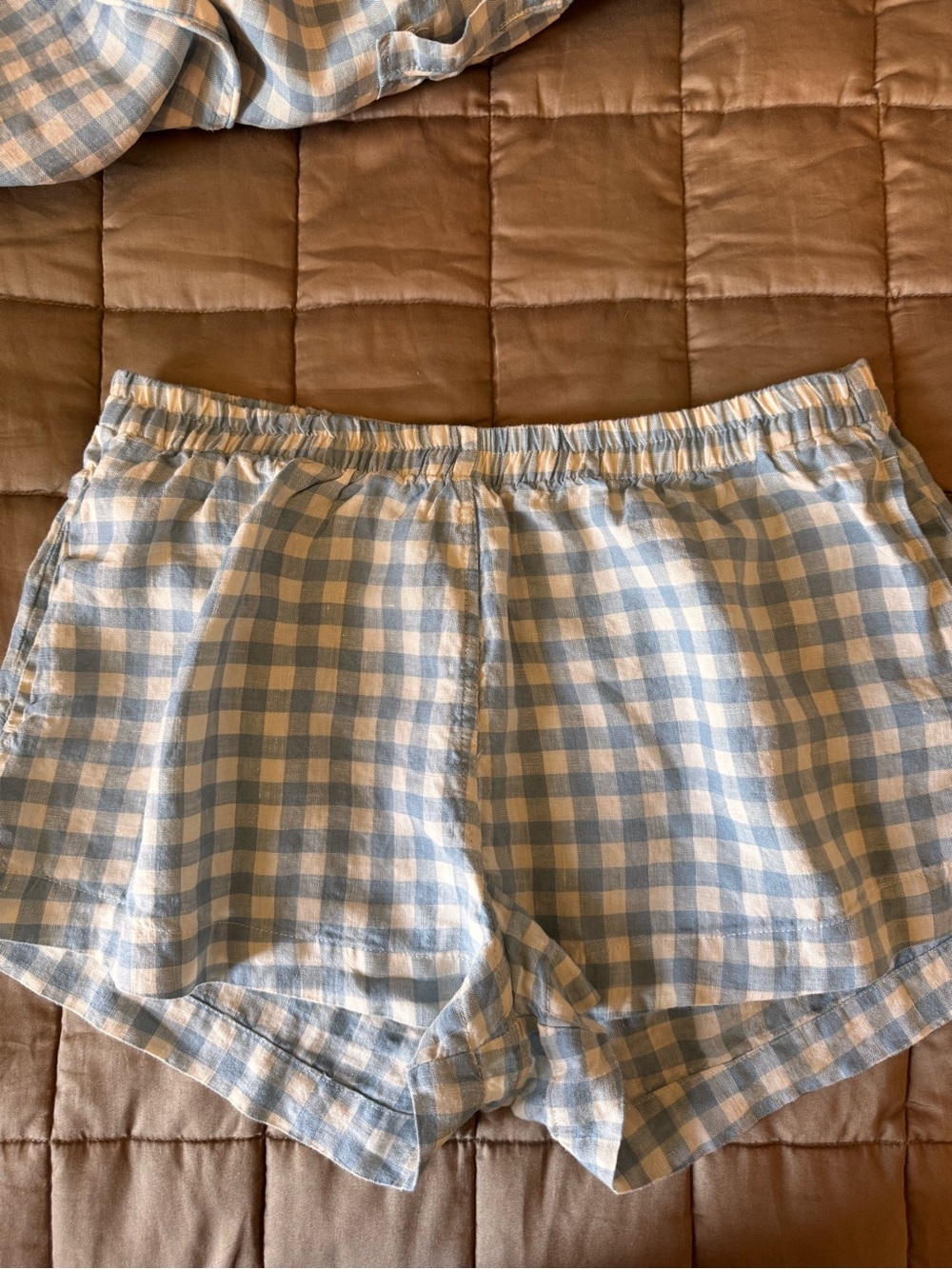 Soft Blue Gingham Women's Pajama Shorts